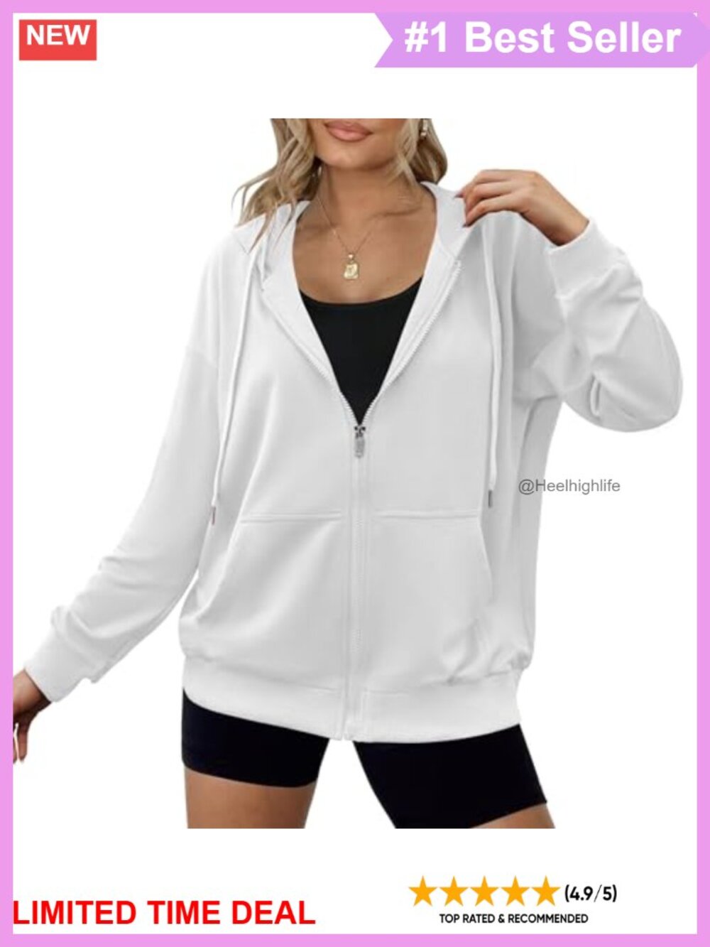 Lightweight Full Zip Hoodie Oversized Relaxed Sweatshirt Athleisure